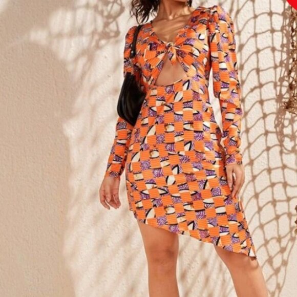 SHEIN Tie Front Ayssemtrical Dress - Picture 10 of 10